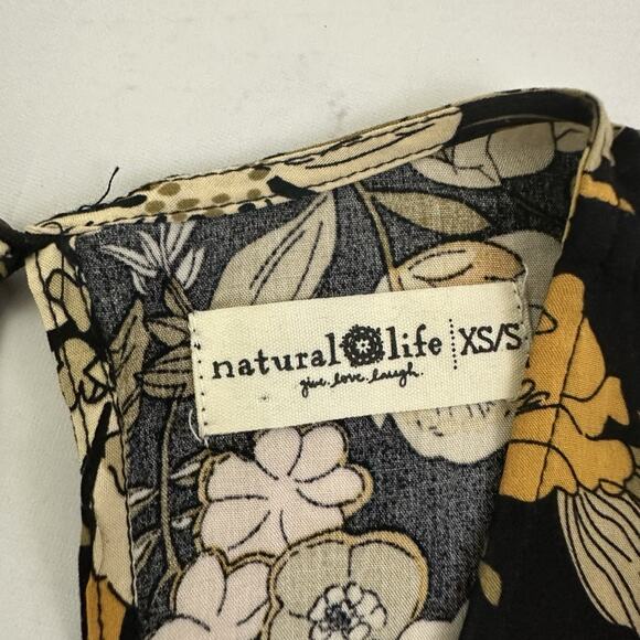 Natural Life Womens Maxi Dress Size Xs S Black Yellow Floral Pockets Boho Shift - Picture 6 of 11